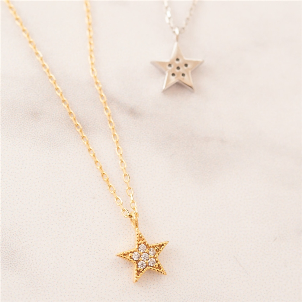 Goldstore-14k 18k Solid Gold Diamond Star Necklace, Gold Star Necklace, Genuine Diamond Necklace, Tiny Star Diamond Choker Necklace is gift for her