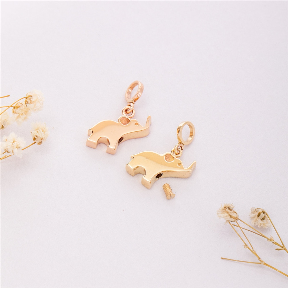Goldstore-14k 18k Solid Gold Elephant Urn Pendant, Custom Engravable Cremation Urn Necklace, Memorial Keepsake Jewelry, Ashes Holder For Loved Ones