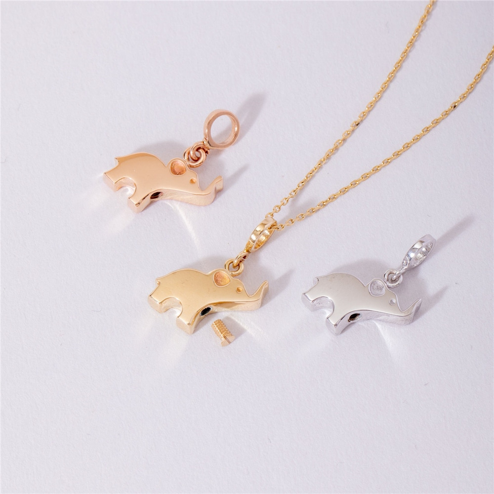 Goldstore-14k 18k Solid Gold Elephant Urn Pendant, Custom Engravable Cremation Urn Necklace, Memorial Keepsake Jewelry, Ashes Holder For Loved Ones