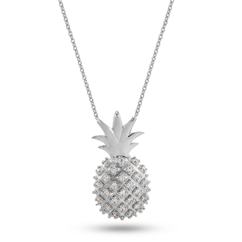 Goldstore-14k 18k Solid Gold Genuine Diamond or Cz Pineapple Necklace, Dainty Tropical Fruit Pineapple Necklace is a Great Gift For Her, Birthday gift