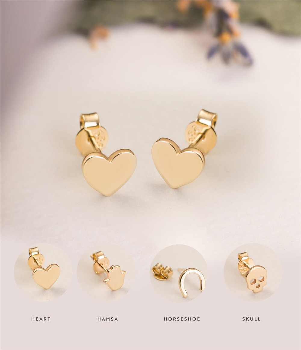 Goldstore-Heart Stud Earrings