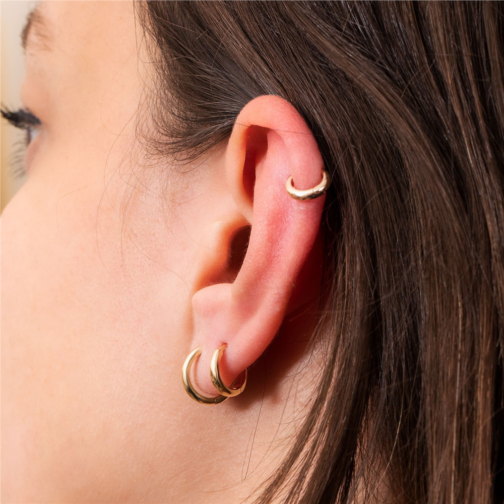 Goldstore-14K 18K Solid Gold Hoop Earrings, Small Mini Hoop Earrings, Dainty Plain Gold Hoop Earrings, Simple Round Hoop Earrings Gift for Her For Him