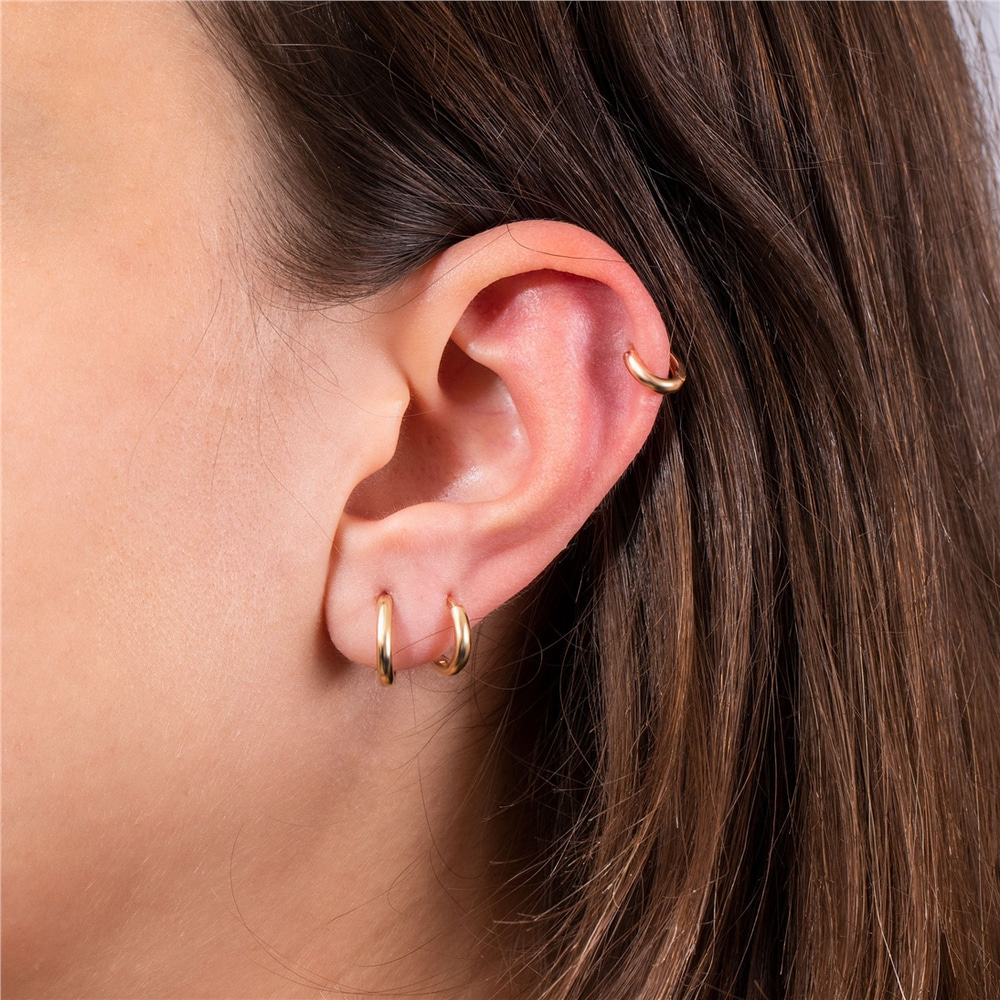 Goldstore-14K 18K Solid Gold Hoop Earrings, Small Mini Hoop Earrings, Dainty Plain Gold Hoop Earrings, Simple Round Hoop Earrings Gift for Her For Him