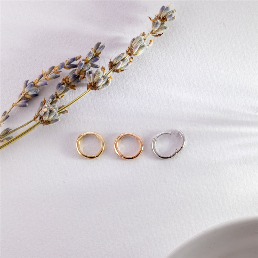 Goldstore-14K 18K Solid Gold Hoop Earrings, Small Mini Hoop Earrings, Dainty Plain Gold Hoop Earrings, Simple Round Hoop Earrings Gift for Her For Him