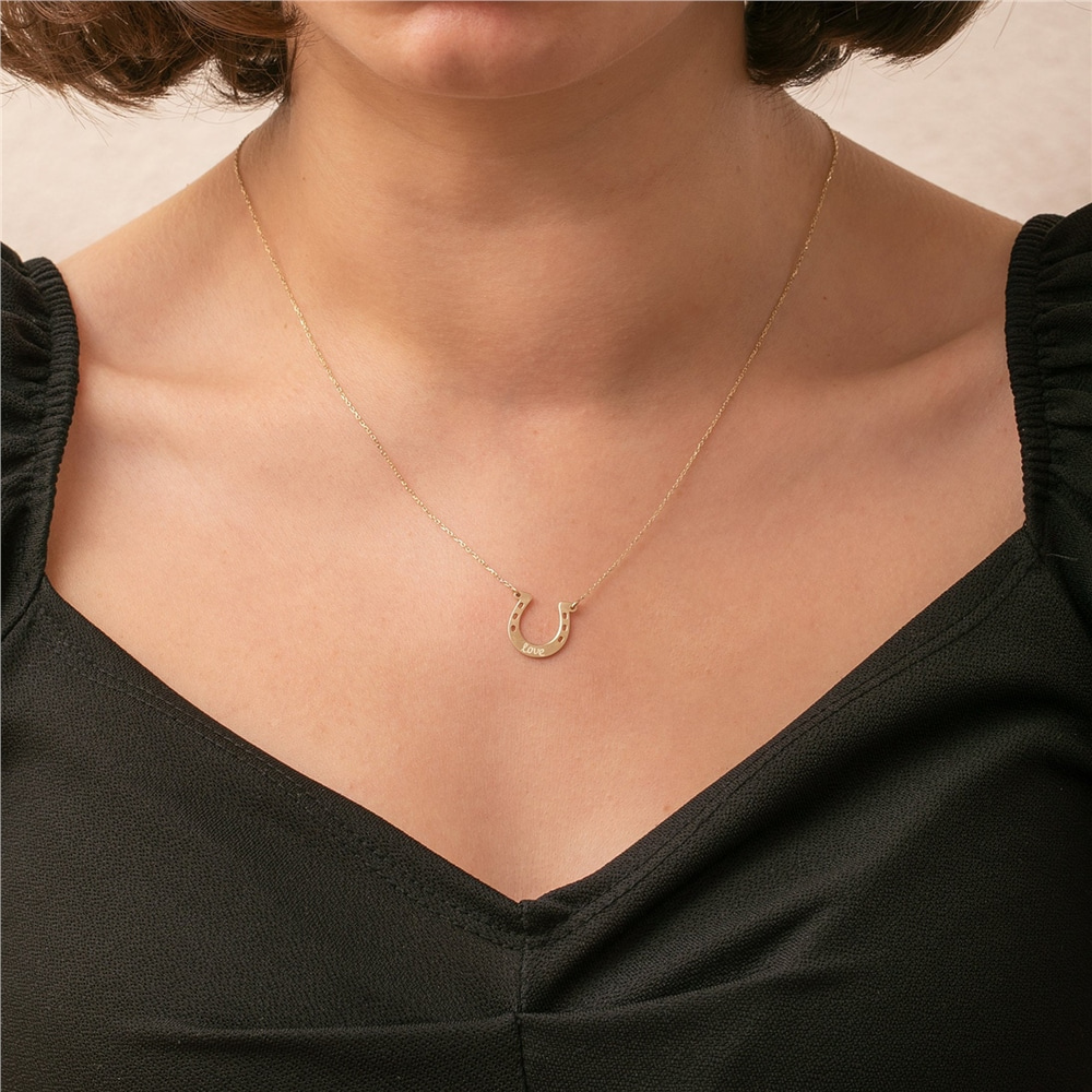 Goldstore-14k 18K Solid Gold Horseshoe Necklace, Real Gold Horseshoe Pendant, Protection & Luck Jewelry, Handmade Minimalist Horseshoe Pendant
