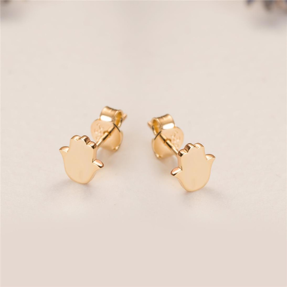 Goldstore-14K 18K Solid Gold Horseshoe Tiny Stud Earrings, Minimalist Horseshoe Tiny Stud Gold Earring, Horseshoe Posts Earrings Mother's Day Gift