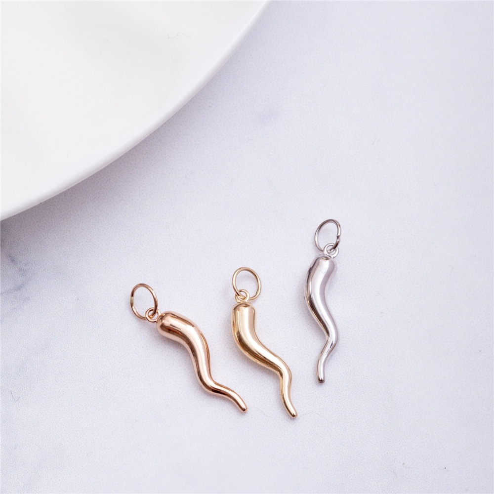 Goldstore-14k 18k Solid Gold Italian Horn Necklace, Good Luck Charm, Dainty Protection Necklace, Cornicello & Cornetto Charm,  Perfect Gift For Her