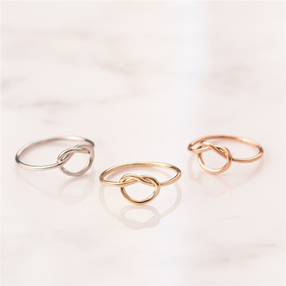 Goldstore-14k 18k Solid Gold Knot Ring, Dainty Promise Ring, Minimalist Infinity Ring, Mother & Sister Jewelery, Forever Unity Rings, Birdesmaid Gift