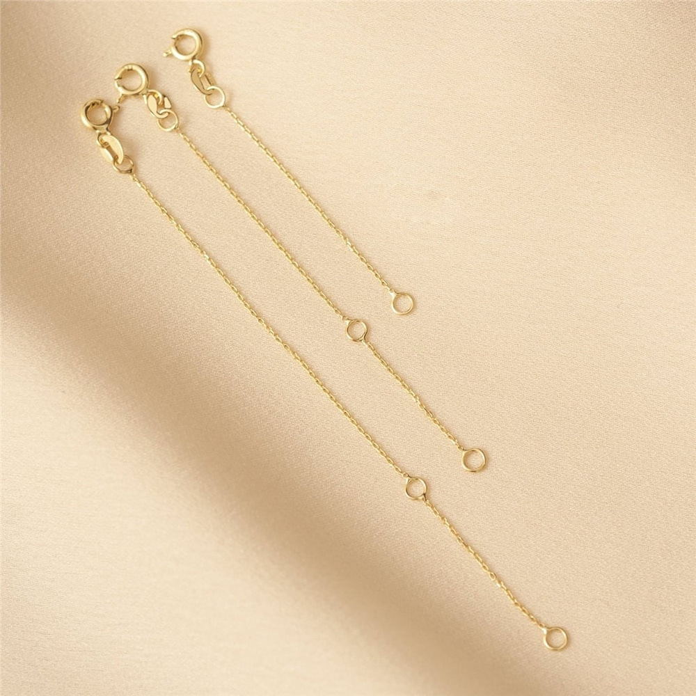 Goldstore-14k 18k Solid Gold Necklace Bracelet Extender, Removable Real Solid Gold Cable Chain Extension, 1 2 3 4 inch Adjustable Chain Link Extender.