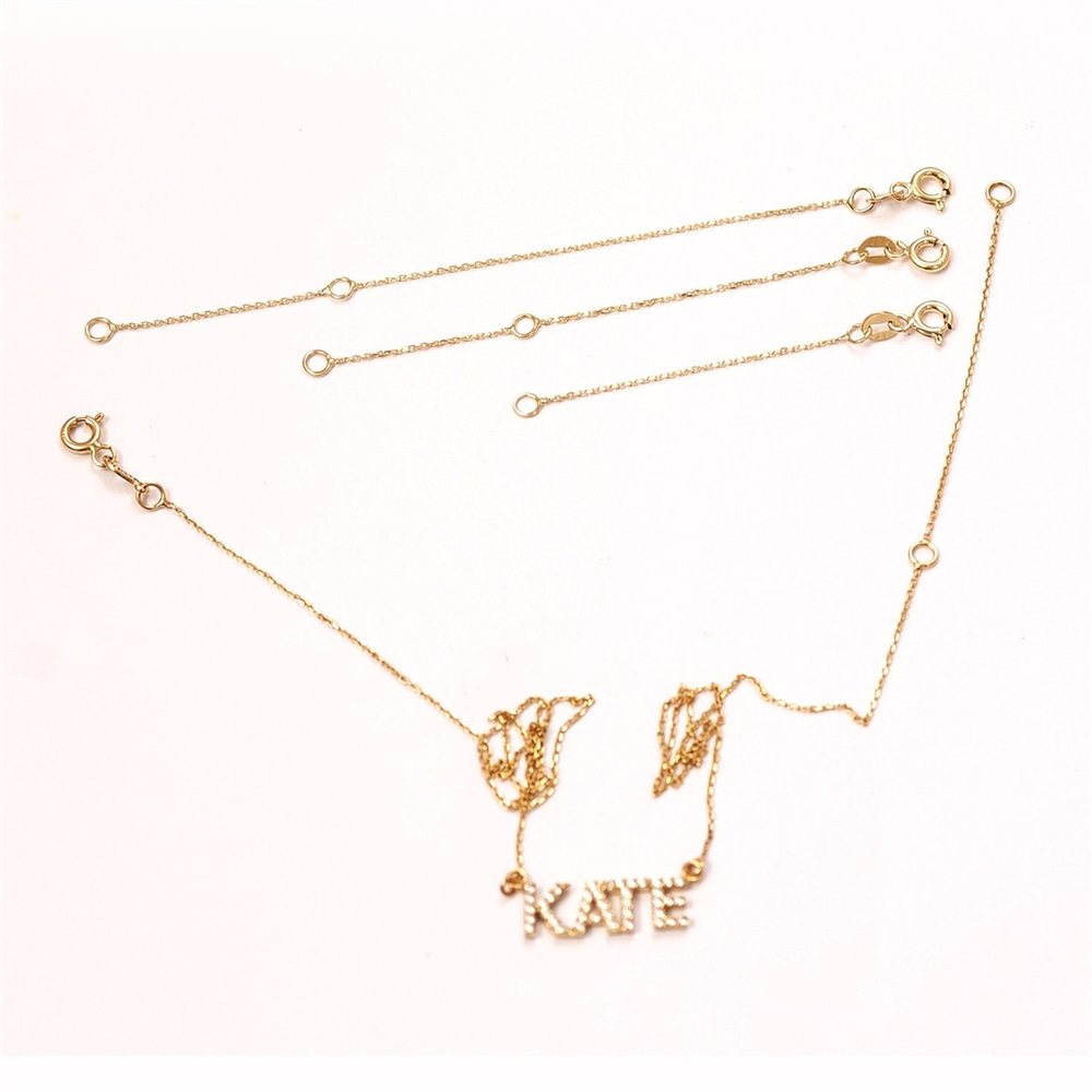 Goldstore-14k 18k Solid Gold Necklace Bracelet Extender, Removable Real Solid Gold Cable Chain Extension, 1 2 3 4 inch Adjustable Chain Link Extender.