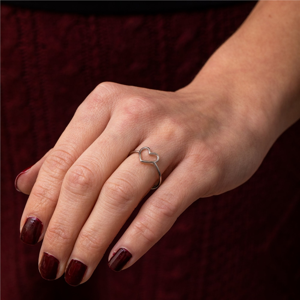 Goldstore-14k 18k Solid Gold Open Heart Ring, Dainty Heart Ring, Cute Everyday Ring, Thin Band Stylish Heart Ring, Love Ring, Perfect Gift For Her