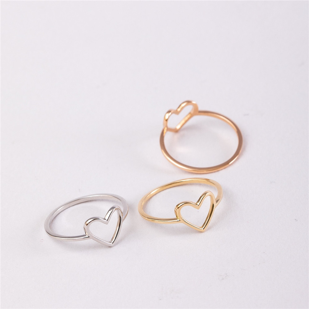 Goldstore-14k 18k Solid Gold Open Heart Ring, Dainty Heart Ring, Cute Everyday Ring, Thin Band Stylish Heart Ring, Love Ring, Perfect Gift For Her