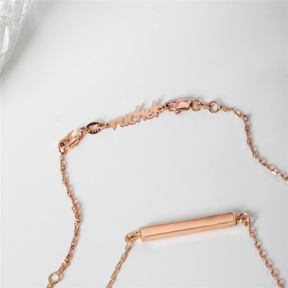 Goldstore-14k 18k Solid Gold Personalized Tiny Name Tag, Necklace or Bracelet Personalized Name Tag, Removable Name Tag Charm