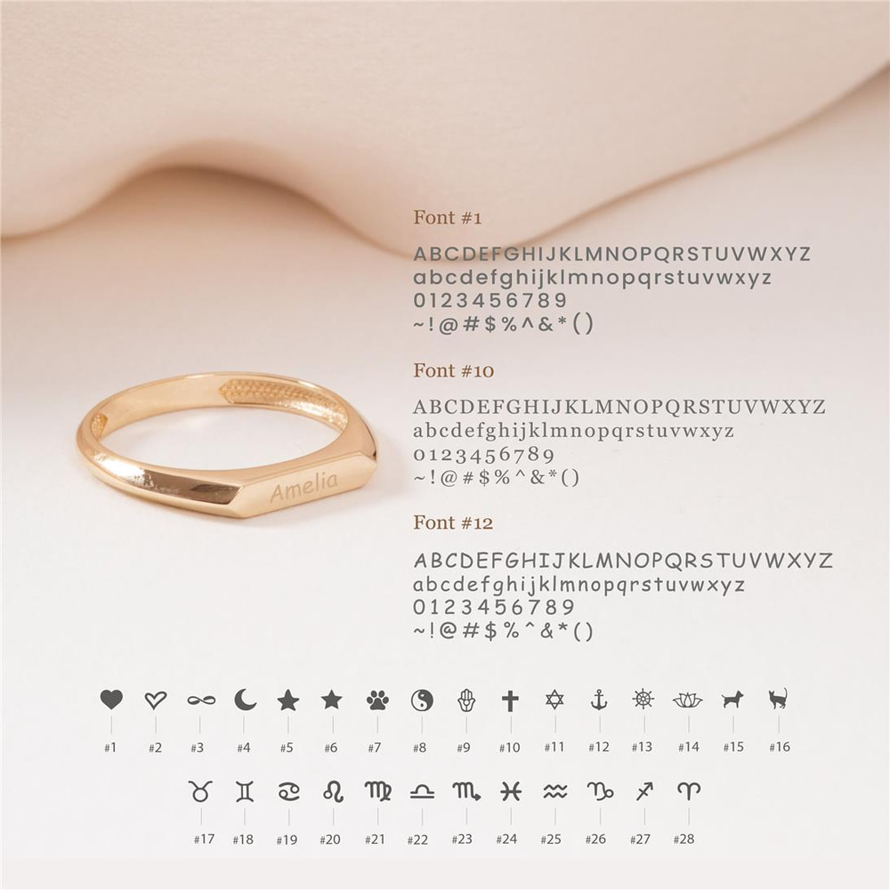 Goldstore-14K 18K Solid Gold Personalized Rectangle Ring, Custom Engrave Rectangle Band Ring, Rectangle Bar Gold Ring, Men’s Women’s Signet Ring Gift