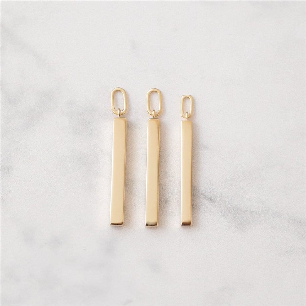 Goldstore-14K 18K Solid Gold Personalized Vertical Bar Pendant, Four Sided Name 3D Pendant, Engrave Name Date Coordinate Bar Pendant, Numeral 3d Bar
