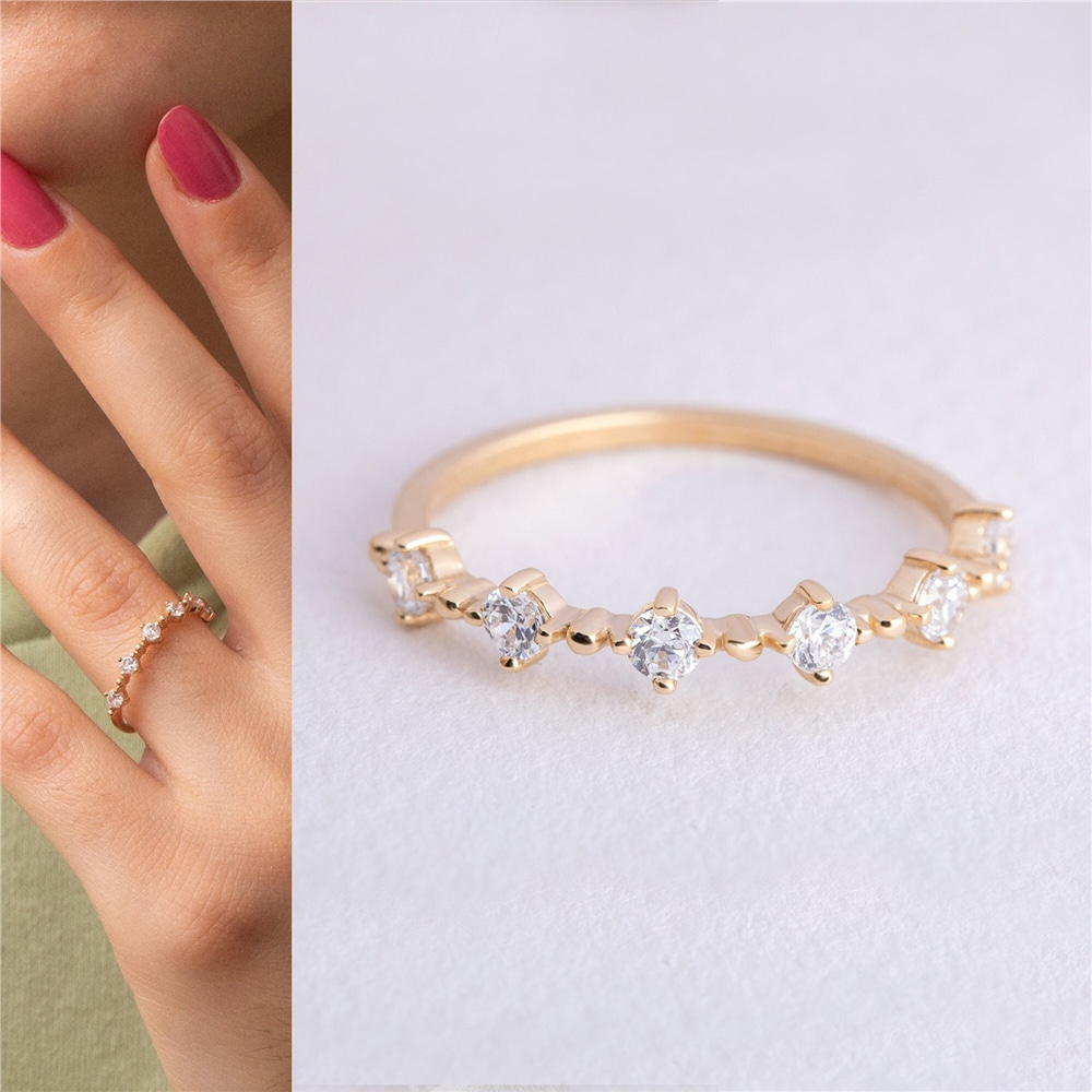 Goldstore-14K 18K Solid Gold Simple Marquise Cut Ring,Elegant Stackable Thin Band Dainty Ring, Stackable Thin Ring, Summer Jewelry, Gift For Her