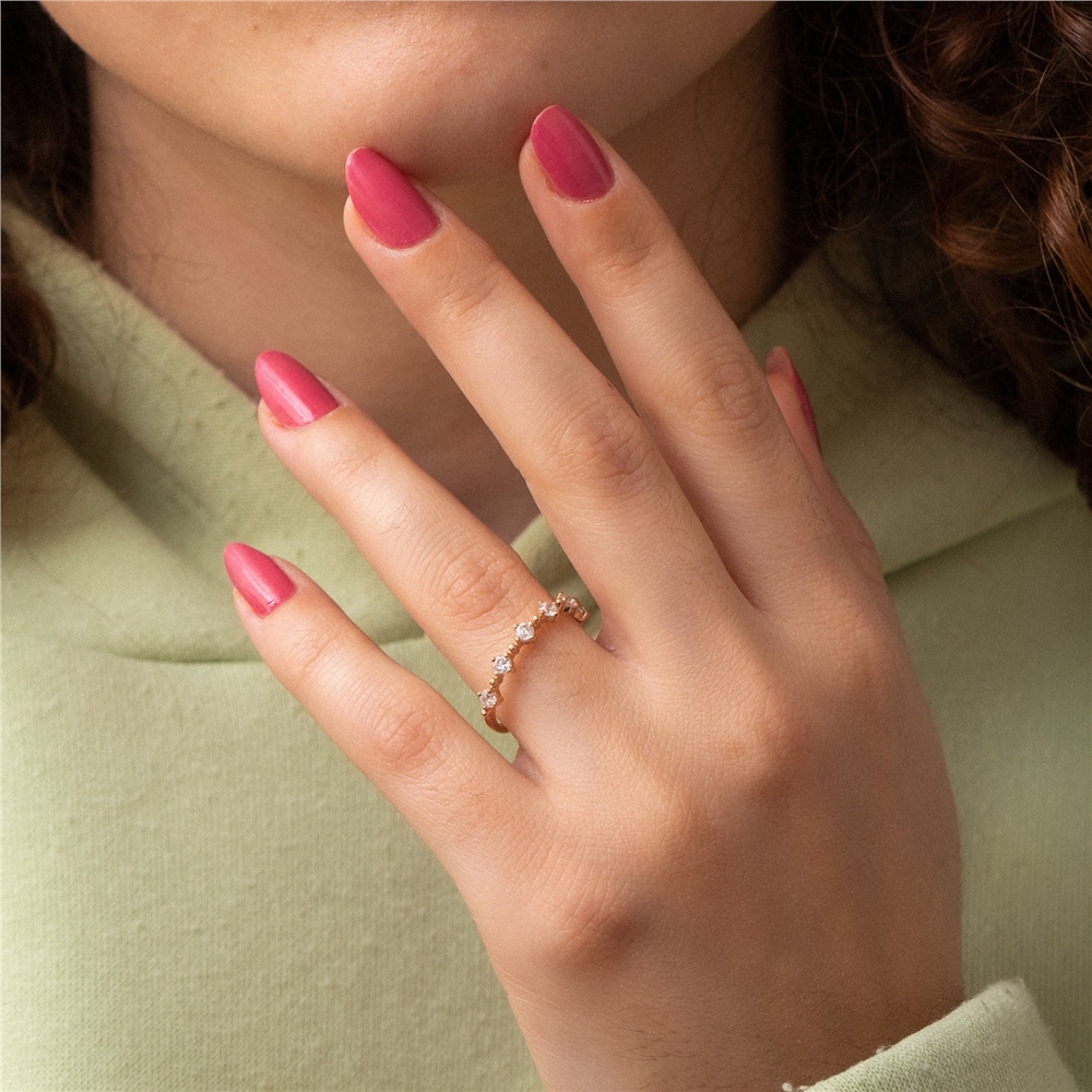 Goldstore-14K 18K Solid Gold Simple Marquise Cut Ring,Elegant Stackable Thin Band Dainty Ring, Stackable Thin Ring, Summer Jewelry, Gift For Her