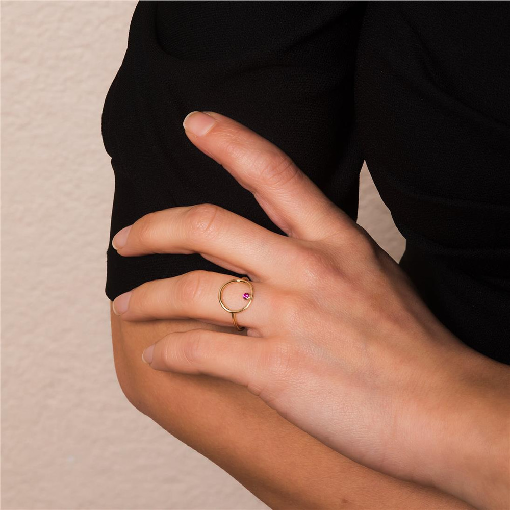 Goldstore-Open Circle Birthstone Ring