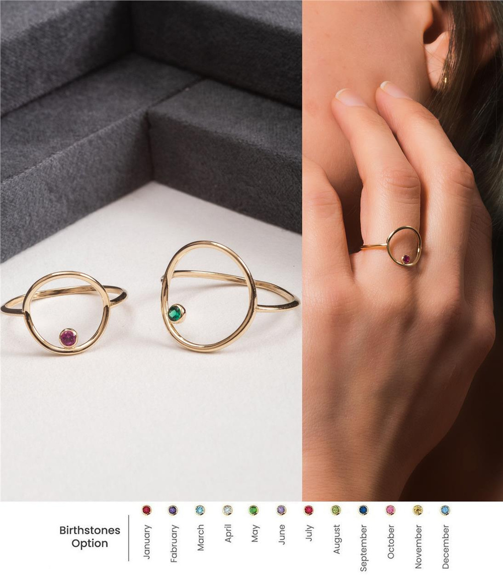 Goldstore-Open Circle Birthstone Ring