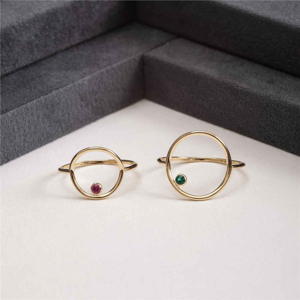 Goldstore-Open Circle Birthstone Ring