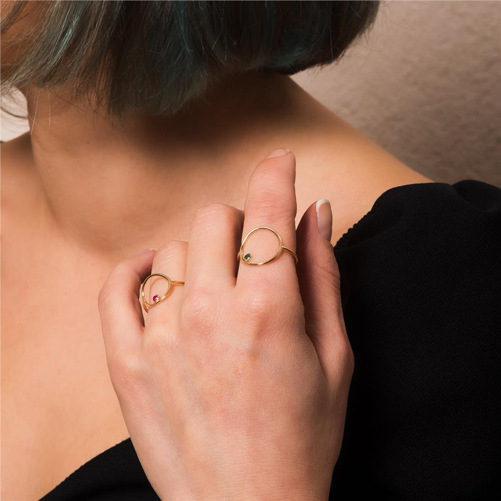Goldstore-Open Circle Birthstone Ring