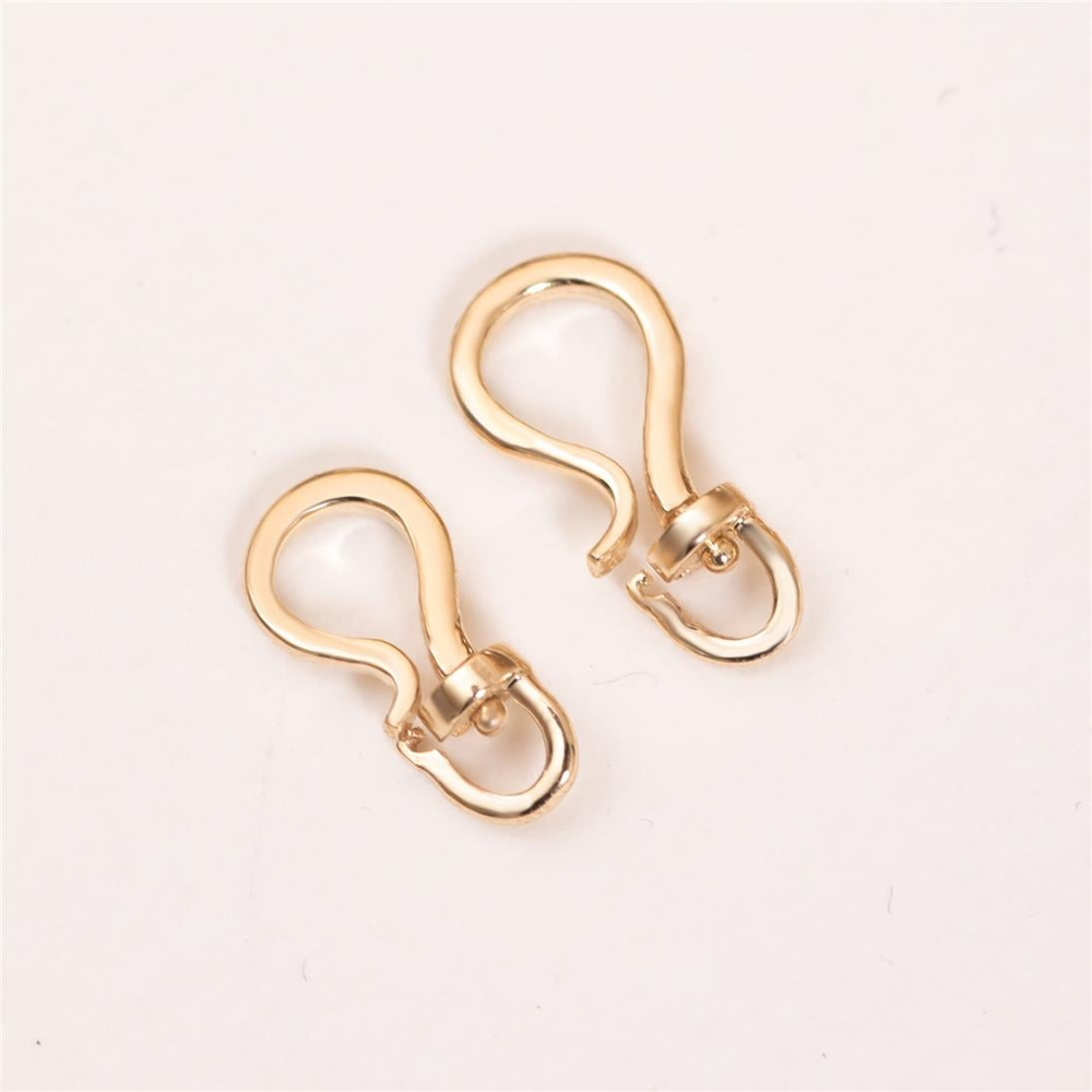 Goldstore-14K 18K Solid Gold Swivel S Hook, Hinge Hook Real Solid Gold Clasp, Oval Link Lock Jump Ring Bail Real Gold Enhancer for charms pendants