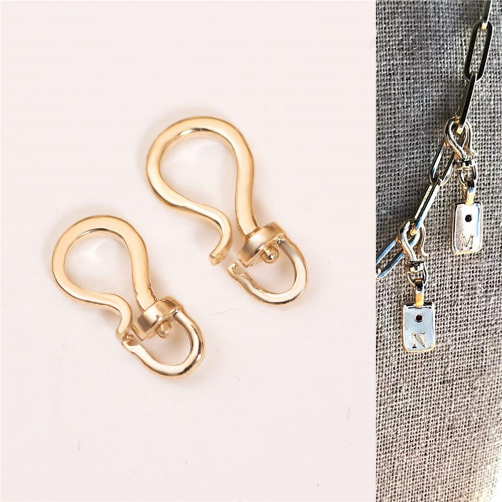 Goldstore-14K 18K Solid Gold Swivel S Hook, Hinge Hook Real Solid Gold Clasp, Oval Link Lock Jump Ring Bail Real Gold Enhancer for charms pendants