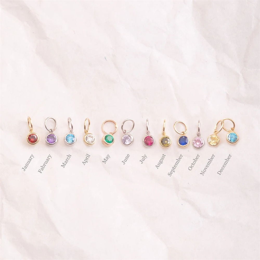 Goldstore-14K 18K Solid Gold Tiny Birthstone Anklet, Personalized Ankle Bracelet, Dainty Anklet, Dangle CZ Stone Birthstone Anklet, Mother's Day Gift
