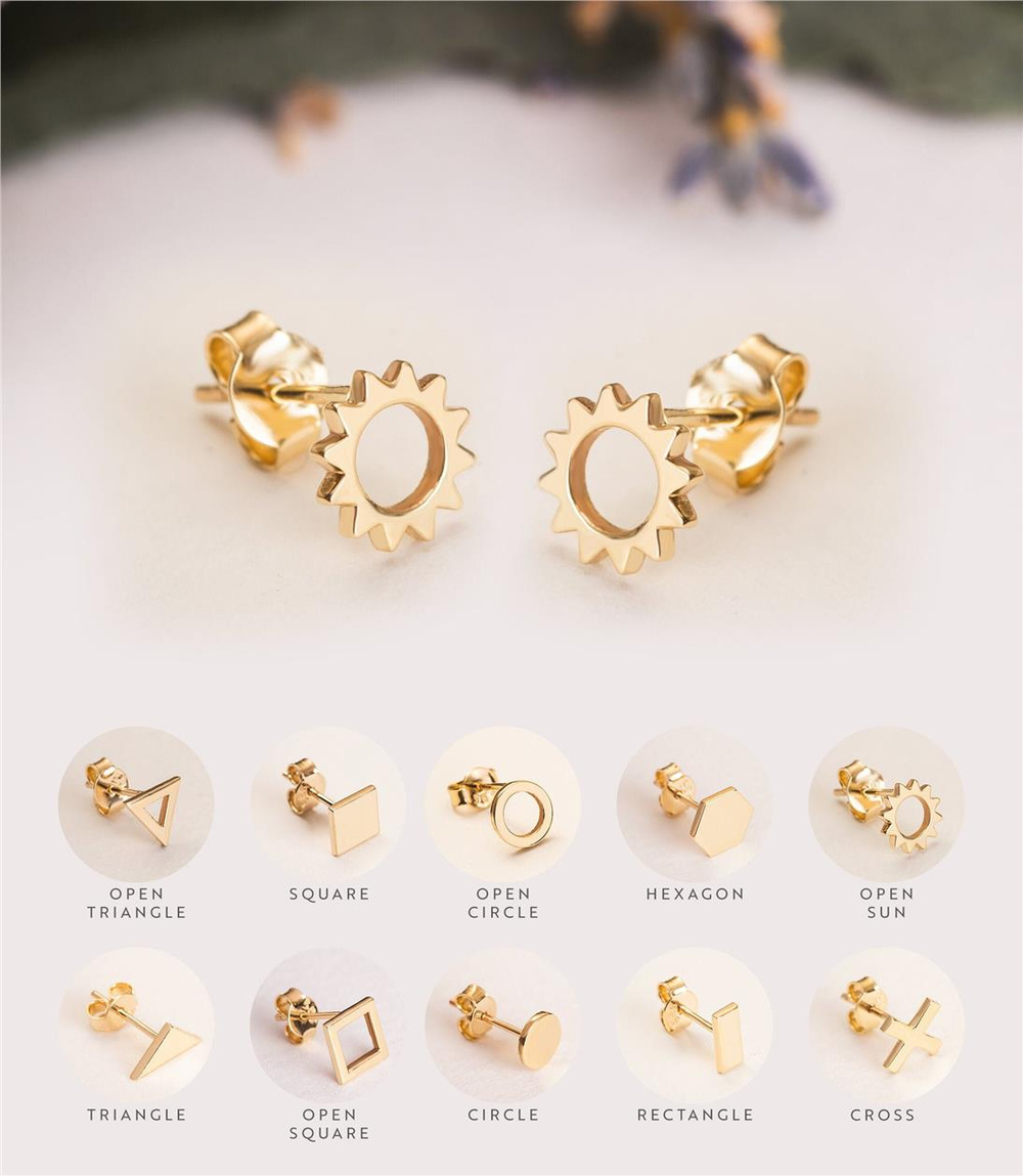 Goldstore-Sun Stud Earrings