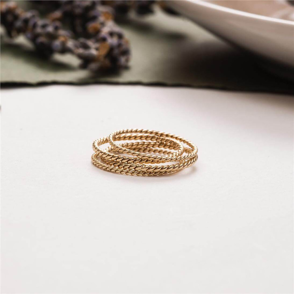 Goldstore-14K 18K Solid gold Twist Ring, Twisted Rope Real Gold Wedding Band, Stacking Twist Ring Wedding Ring - Tiny Gold Knuckle Ring Gift For Her
