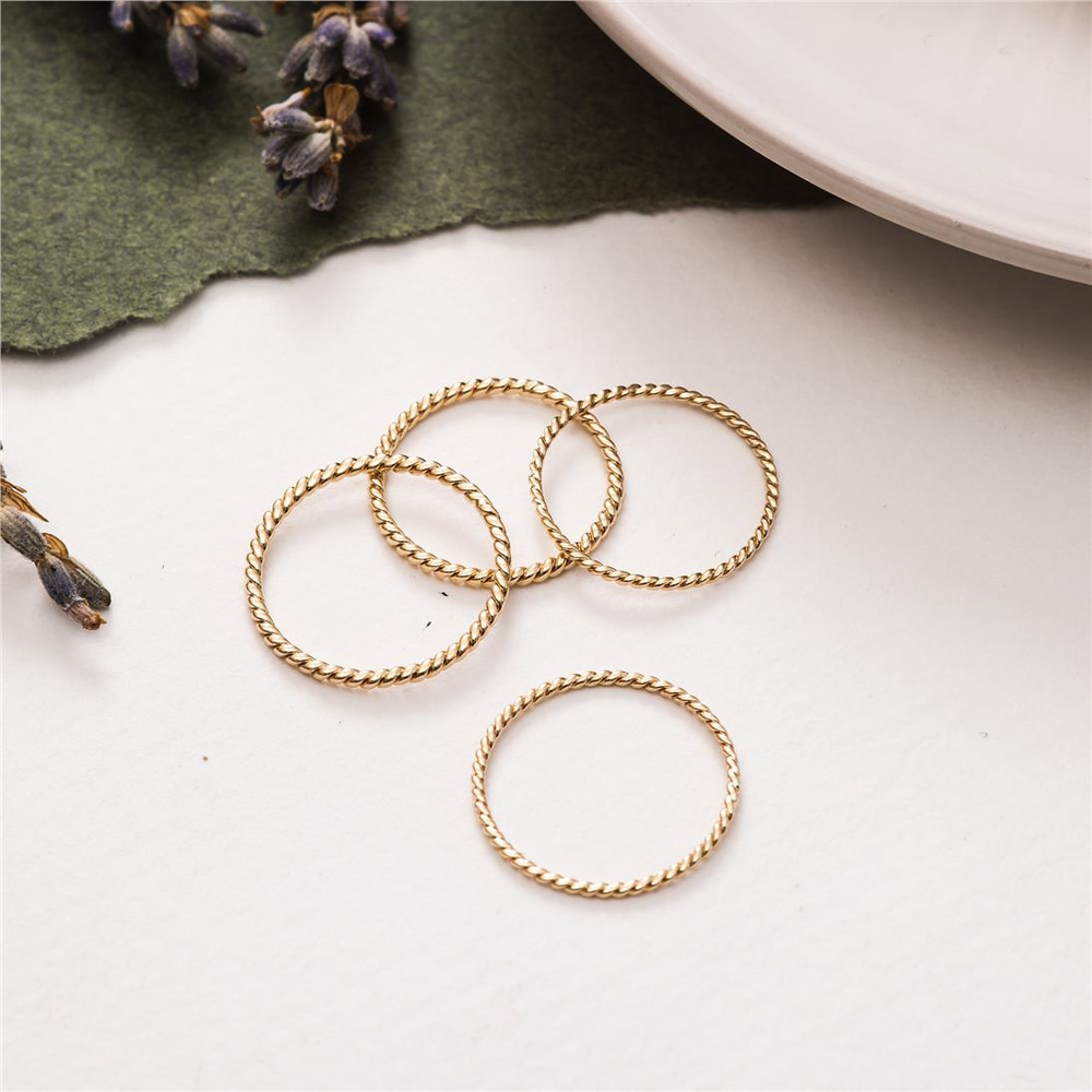 Goldstore-14K 18K Solid gold Twist Ring, Twisted Rope Real Gold Wedding Band, Stacking Twist Ring Wedding Ring - Tiny Gold Knuckle Ring Gift For Her