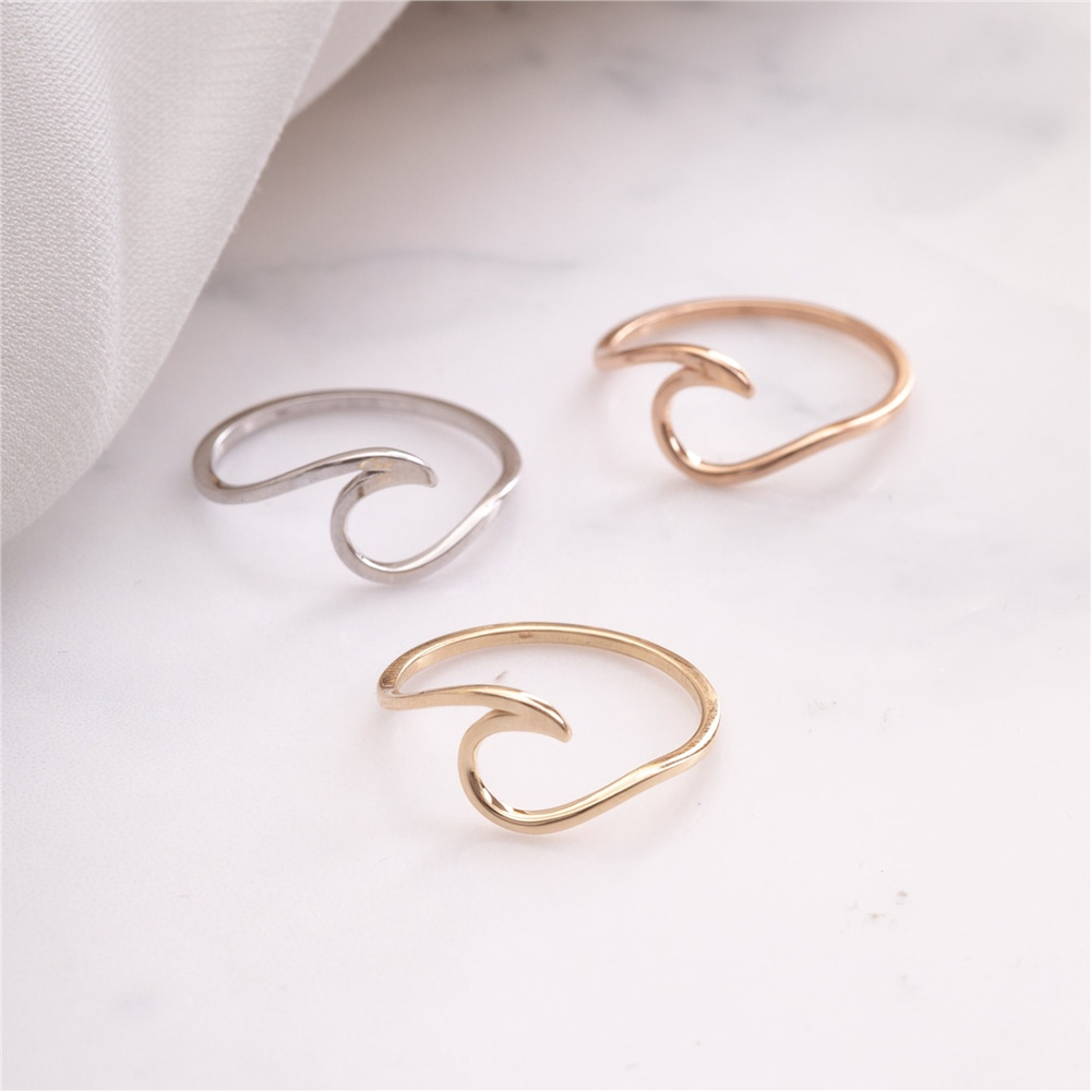 Goldstore-14K 18K Solid Gold Wave Ring, Dainty Minimalist Sea Wave Ring, Nautical Jewelry, Stackable Pura Vida Ring, Summer Jewelry, Gift For Her