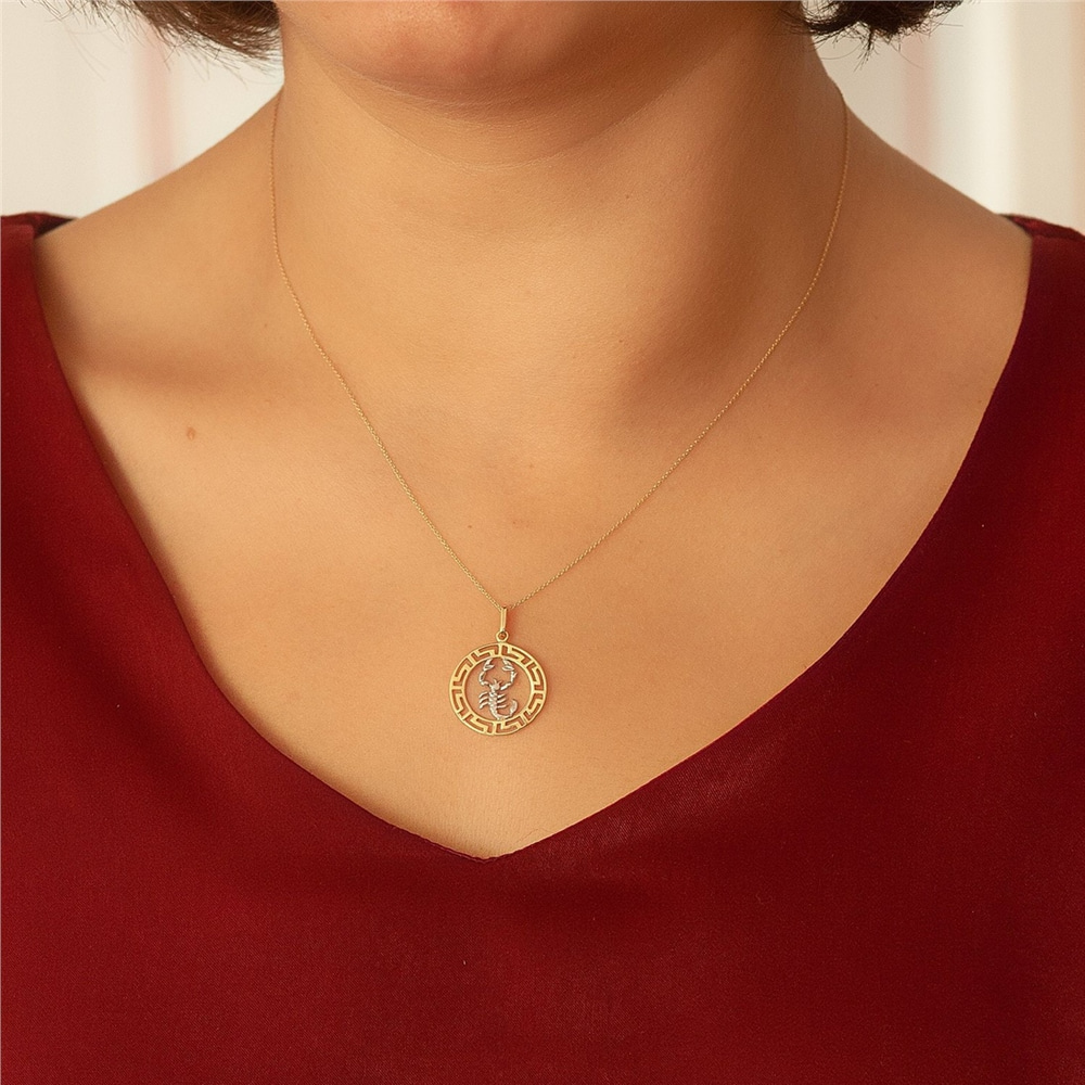 Goldstore-14k 18k Solid Gold Zodiac Sign Necklace, Elegant Real Gold Zodiac Medallion Pendant, Zodiac Gold Coin Necklace, Celestial Jewelry Gift For