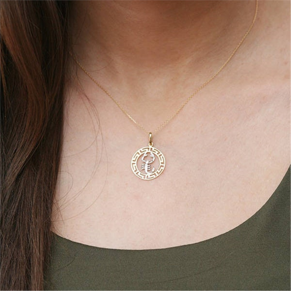 Goldstore-14k 18k Solid Gold Zodiac Sign Necklace, Elegant Real Gold Zodiac Medallion Pendant, Zodiac Gold Coin Necklace, Celestial Jewelry Gift For
