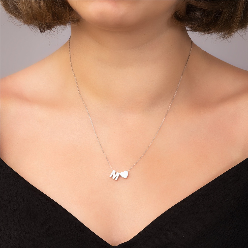 Goldstore-14k Custom Initial Necklace, Minimalist Letter Necklace, Tiny and Dainty Figure Charms, Cute Small Heart Pendant, Perfect Gift For Her