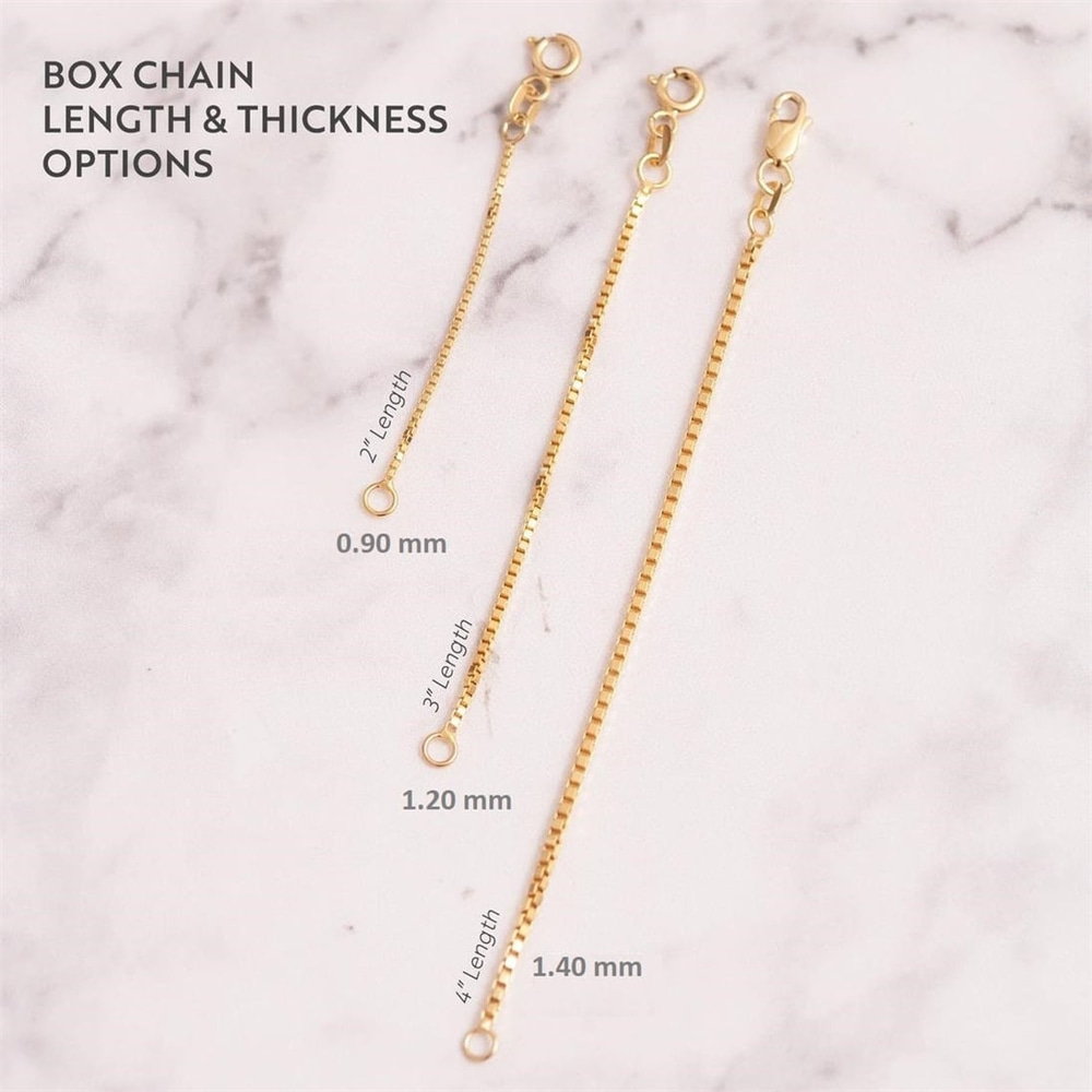 Goldstore-14k Gold Box Chain Extender, Real Gold Necklace Bracelet Extension Box Chain, Removable Real Gold Box Chain Extender, Adjustable Extender.