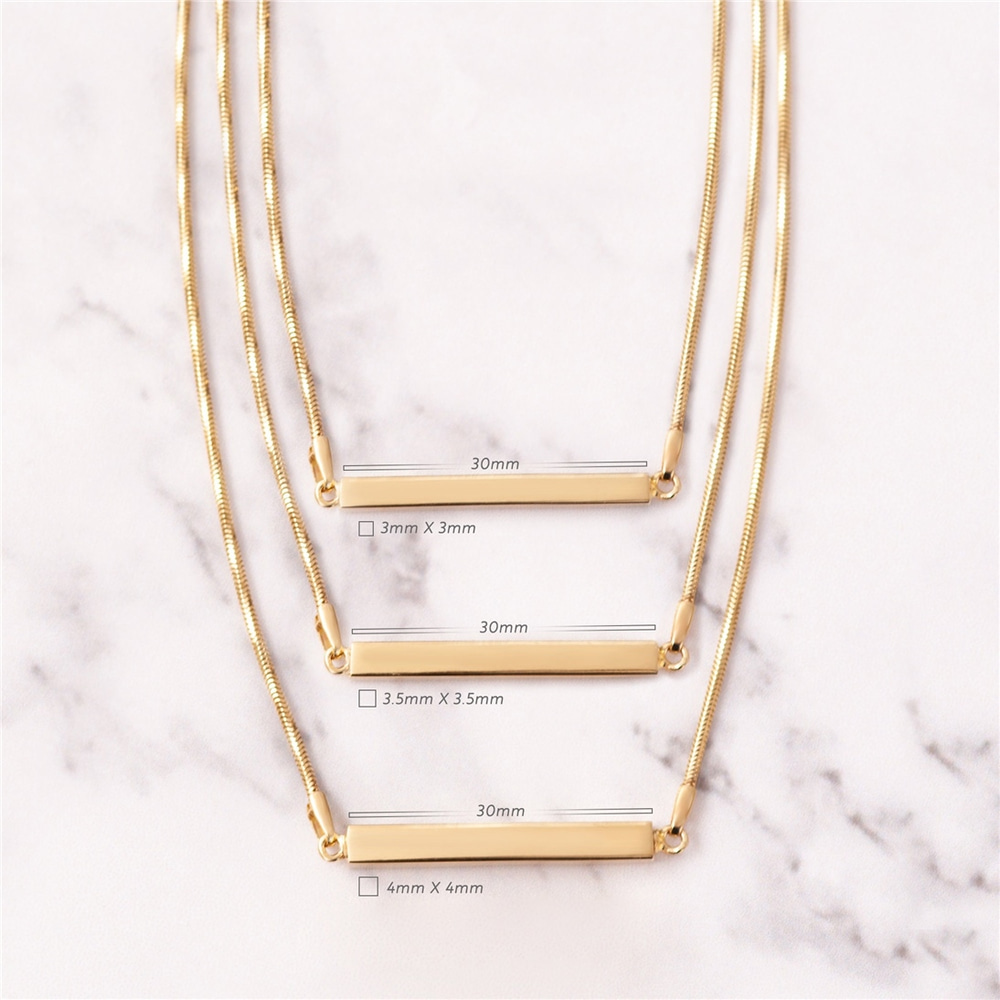 Goldstore-14k Gold Cremation Horizontal Urn 3 cm Bar With Gold Snake Chain, Necklace For Ashes & Urns For Ashes For Name Cremation and Pet Cremation
