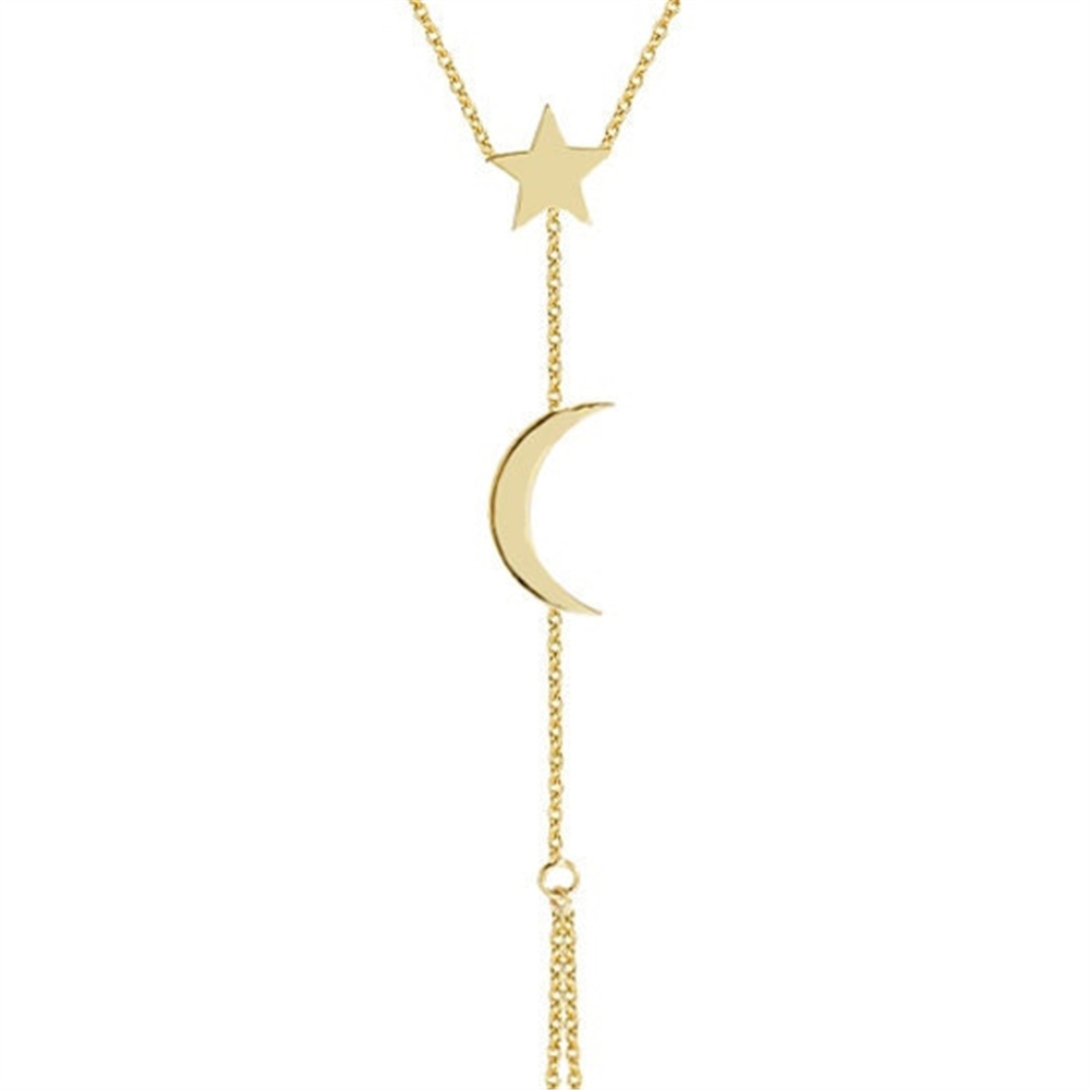 Goldstore-14k Gold Crescent Moon and Star Sahmaran Bracelet, Dainty Slave Bracelet is a Great Gift For Her. Christmas Gift