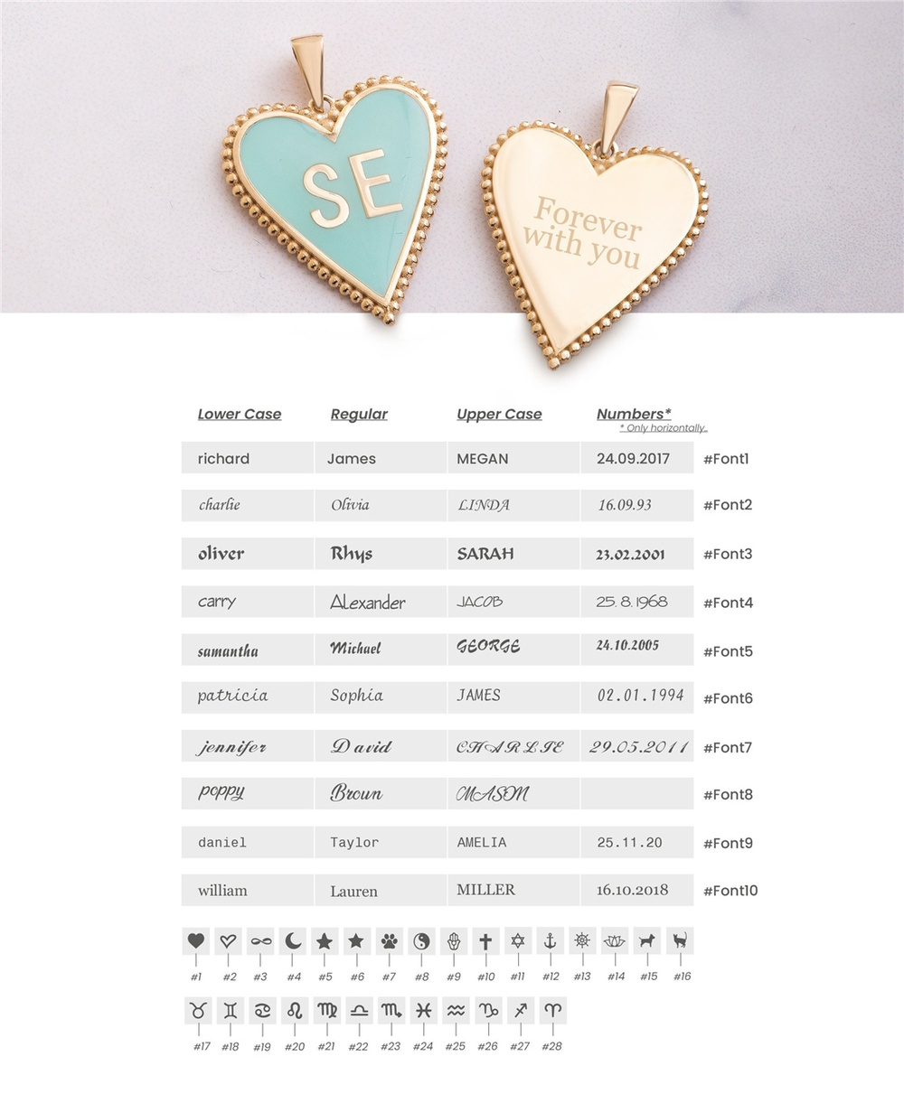 Goldstore-14K Gold Custom Letter Enamel Heart Pendant Necklace, Dainty Small Long Link Chain Necklace, Personalize Heart Initial Pendant Gift For Her