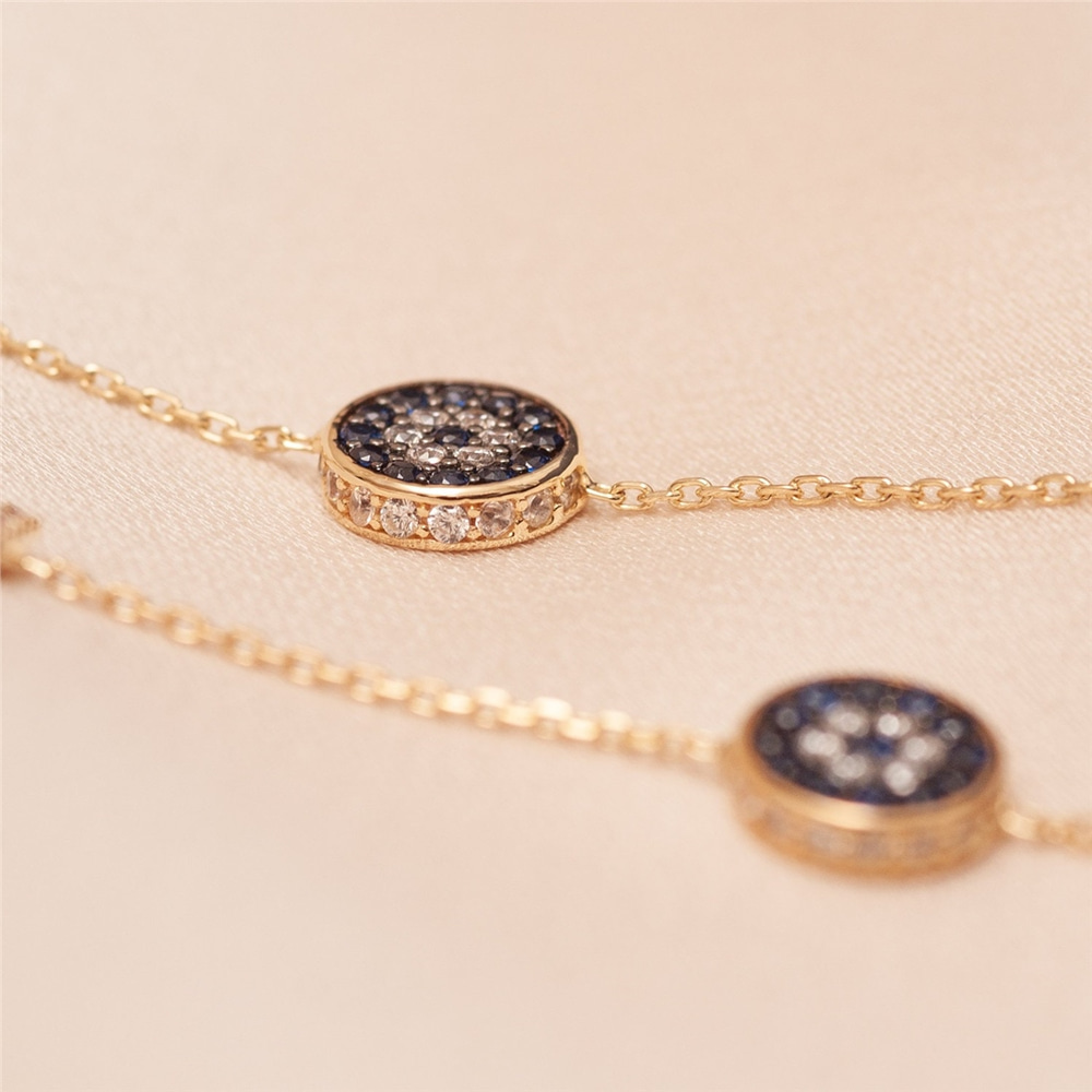 Goldstore-14k Gold Eye Personalized 1 or 2 Letters Bracelet, Blue Eye Custom Letters Gold Chain Bracelet, Dainty Initial & Evil Eye Gold Bracelet.