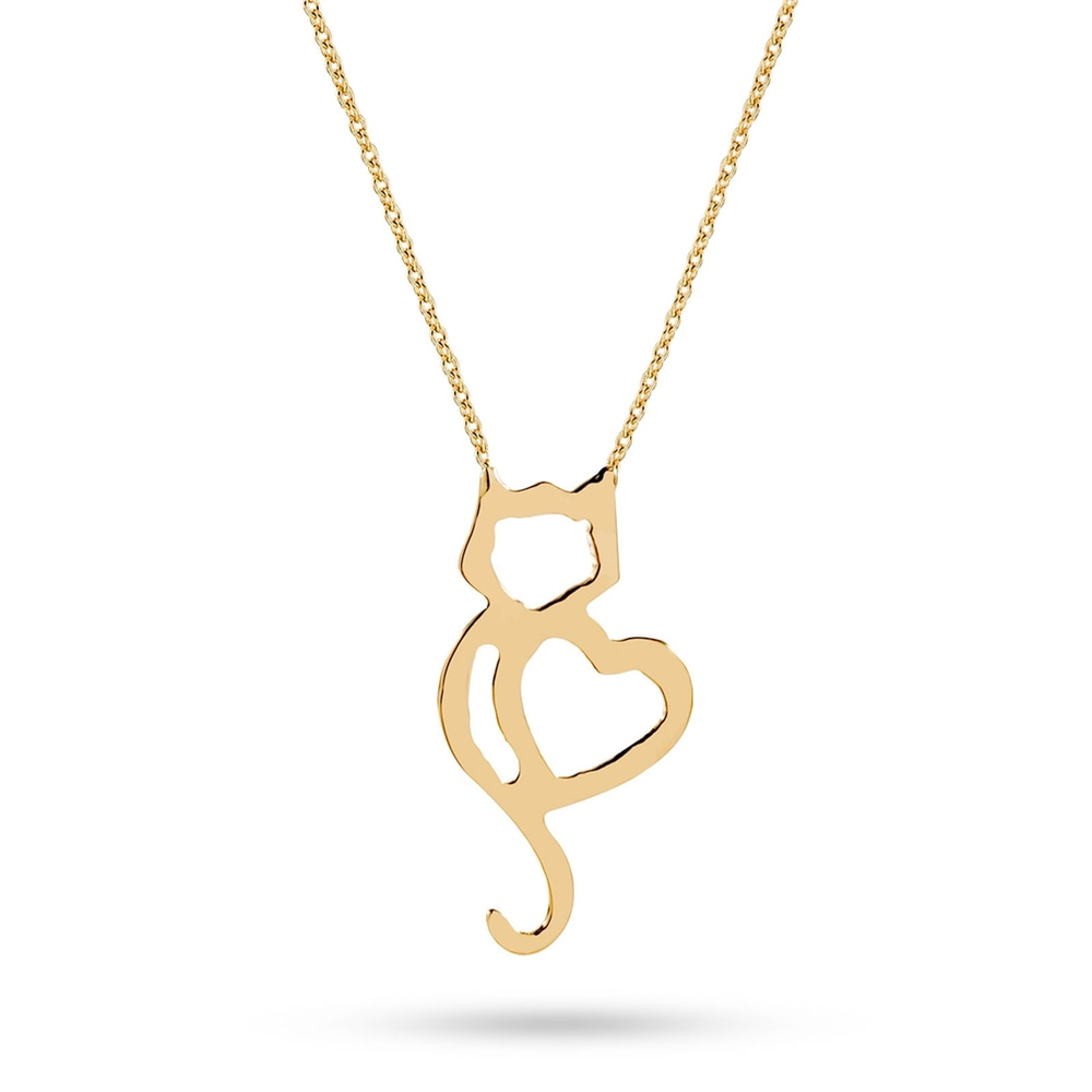 Goldstore-14k Gold Kitty Necklace, Dainty Gold Kitty Pendant is a Great Gift For Her. Pet Lovers Necklace. Gold Kitten Necklace. Elegant Cat Necklace