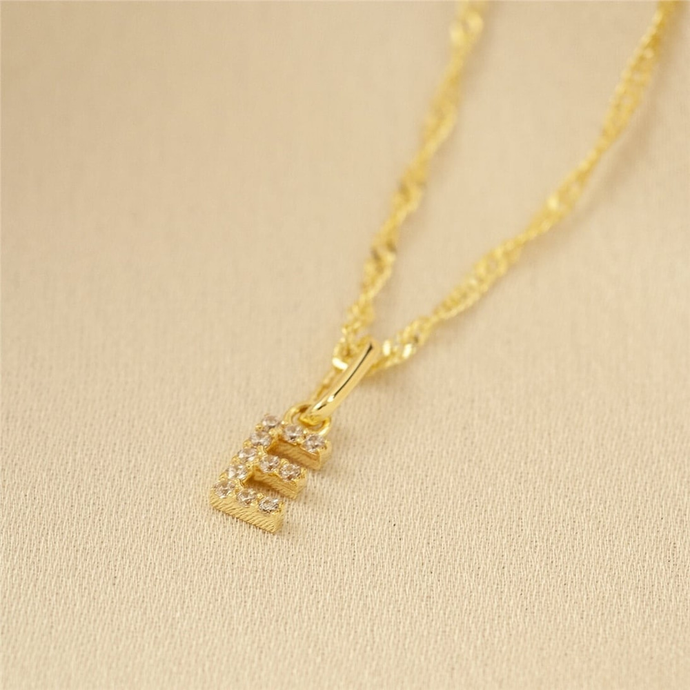 Goldstore-14k Gold Letter Birthstone Charm Necklace,  Singapore Chain Gold Necklace, Dainty Personalized Custom Initial Gold Twist Chain Necklace Gift