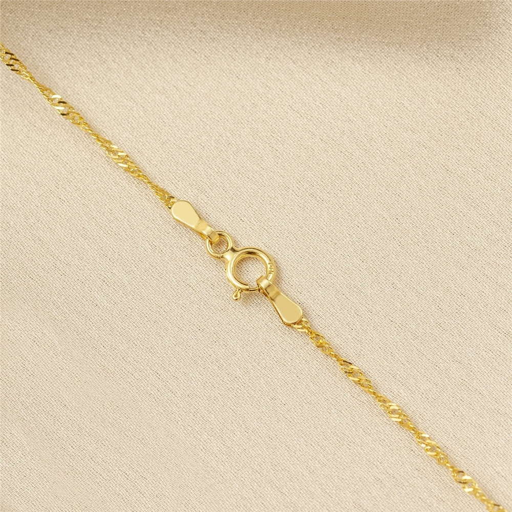 Goldstore-14k Gold Letter Birthstone Charm Necklace,  Singapore Chain Gold Necklace, Dainty Personalized Custom Initial Gold Twist Chain Necklace Gift