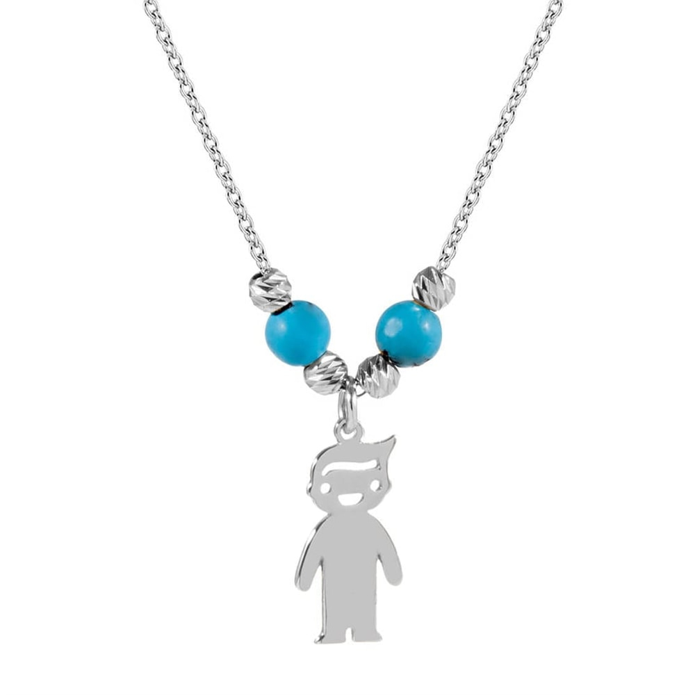 Goldstore-14k Gold Mother’s Necklace with Engraved 1 kid Charm, Personalized Family Name Necklace With 1 boy/girl Charm, Mom Kid Name Charm Necklace
