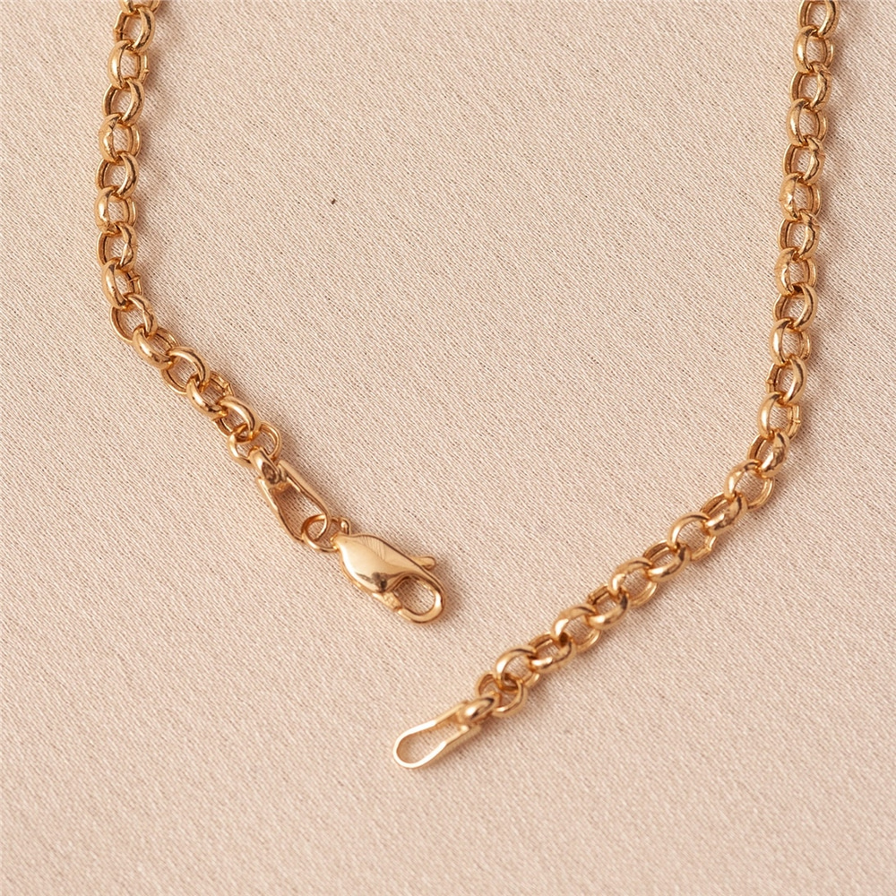 Goldstore-14k Gold Multiple 6 mm Eye Necklace, Elegant Gold Rolo Link Chain Evil Eye Necklace, Glass Blue Eye Necklace is a Great Gift For Her.