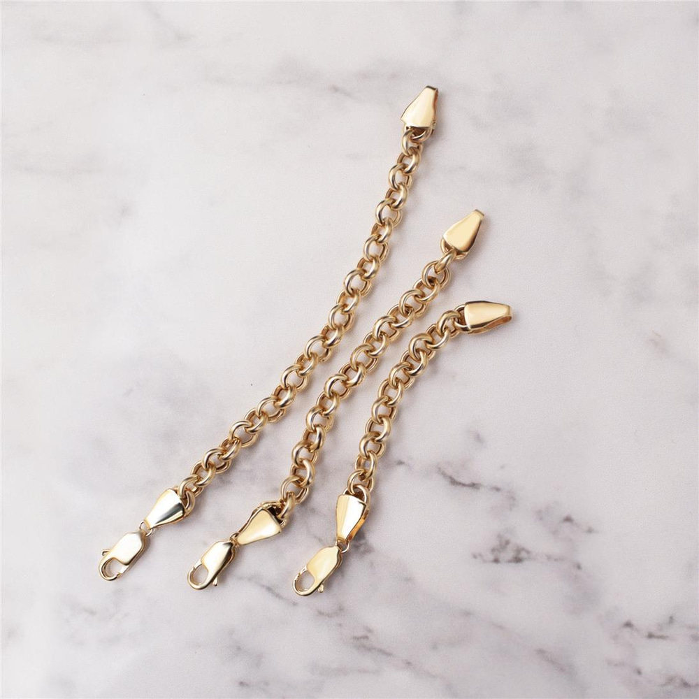 Goldstore-14k Gold Rolo Chain Extender, Real Yellow Gold Necklace Bracelet Extension Rolo Chain, Removable Real Gold Rolo Chain, Adjustable Extender