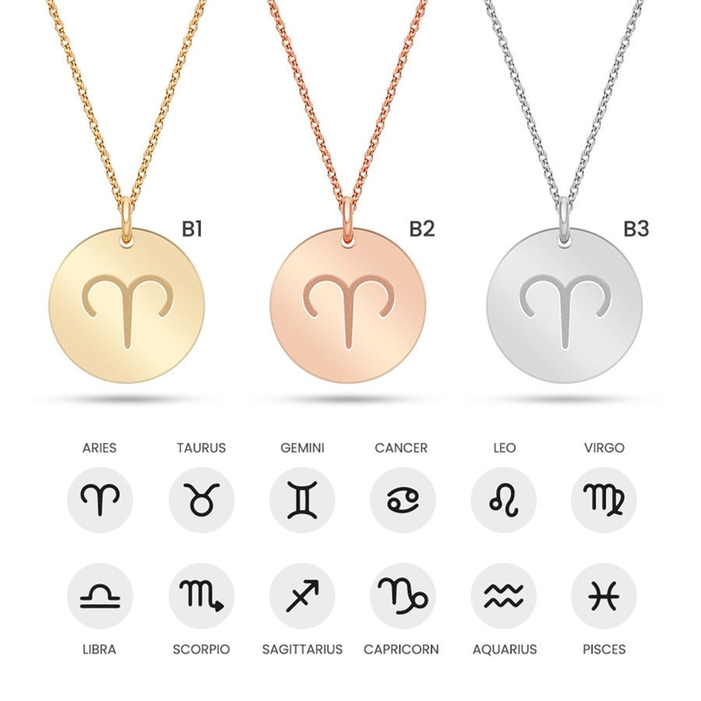 Goldstore-14K Gold Zodiac Aries Necklace, Elegant Gold Aries Sign Pendant is a Great Gift For Her. Birthday Gifts