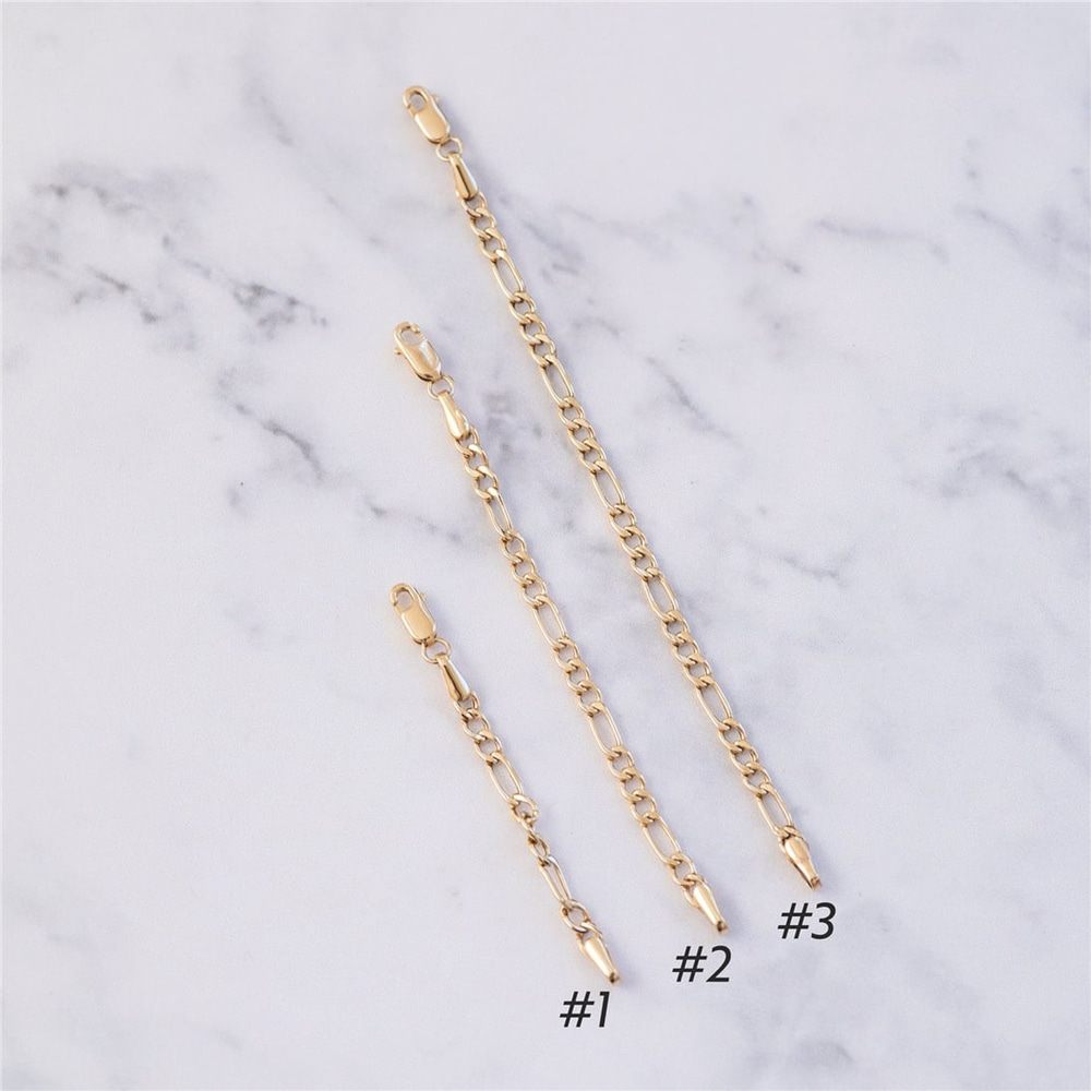 Goldstore-14k Real Gold 3.15 mm Figaro Chain Extender, Real Gold Necklace Bracelet Anklet Extension Figaro Chain, Removable Extender, Cuban Extender