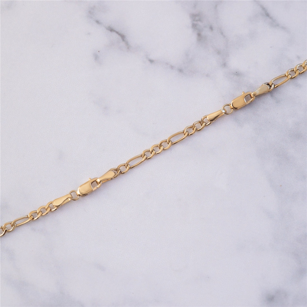 Goldstore-14k Real Gold 3.15 mm Figaro Chain Extender, Real Gold Necklace Bracelet Anklet Extension Figaro Chain, Removable Extender, Cuban Extender