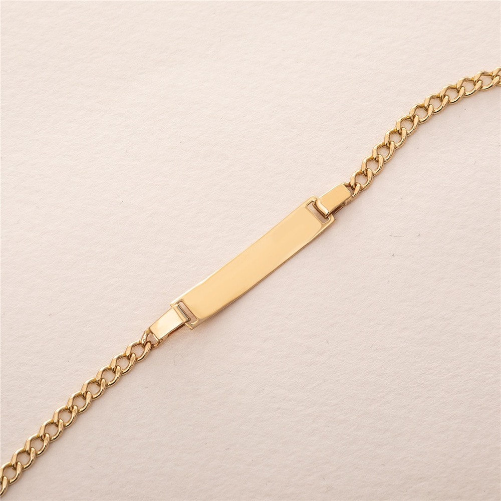 Goldstore-14K Real Gold Baby ID Bracelet, Personalize Baby Girl Boy Enamel Evil Eye Bracelet, Custom Baby Name Engrave Yellow Gold Medical Id Bracelet